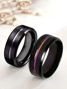 OOMPH Set Of 2 Stainless Steel Finger Rings