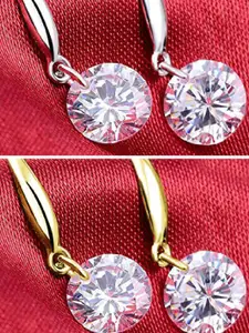 OOMPH Set of 2 Cubic Zirconia Studded Drop Earrings