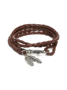 OOMPH Men Leather Handcrafted Wraparound Bracelet