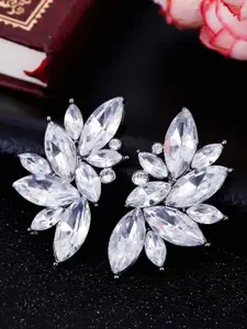 OOMPH Floral Cubic Zirconia Studs Earrings