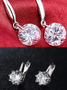 OOMPH Set of 2 Cubic Zirconia Hoop Earrings