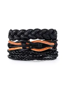 OOMPH Men 3 Leather Handcrafted Multistrand Bracelet