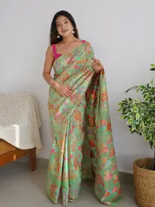 MORLY Floral Woven Design Kanjeevaram Zari Saree