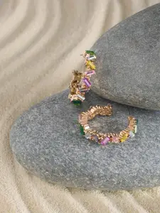 AMI Gold-Plated Stone-Studded CIrcular Hoop Earrings