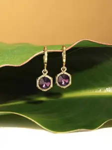 AMI Gold-Plated Stone-Studded Contemporary Drop Earrings