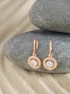 AMI Rose Gold Plated Cubic Zirconia Contemporary Drop Earrings