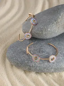 AMI Gold-Plated Enamelled Contemporary Half Hoop Earrings