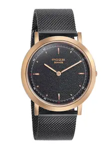 Sonata Poze Men Brass Textured Dial & Bracelet Style Straps Analogue Watch SP70008KM01