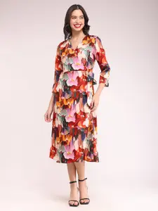 FableStreet Floral Print A-Line Midi Dress