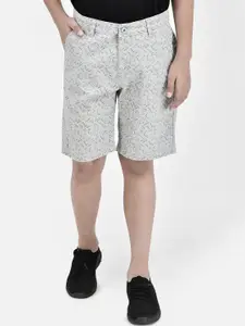 Crimsoune Club Boys Geometric Printed Mid Rise Pure Cotton Shorts