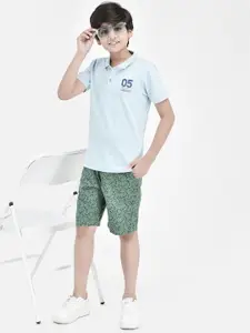 Crimsoune Club Boys Abstract Printed Mid Rise Pure Cotton Shorts