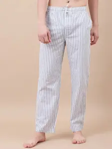 Marks & Spencer Men Striped Relaxed-Fit Cotton Linen Lounge Pants