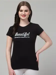 Trend Level Typography Printed Cotton T-shirt