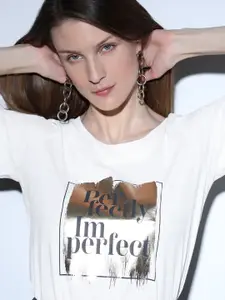 Vero Moda Typography Printed Round Neck Organic Cotton T-shirt