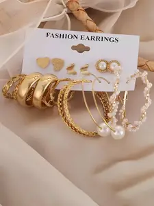 KARISHMA KREATIONS Set Of 9 Gold-Plated Classic Earrings
