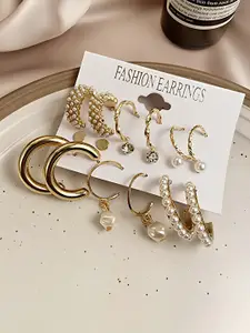 KARISHMA KREATIONS Set of 6 Classic Half Hoop Earrings