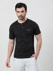 Crocodile Abstract Printed Henley Neck Cotton Slim Fit T-shirt