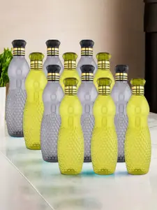 Kuber Industries Grey & Yellow 12 Pieces Water Bottle 1Ltr