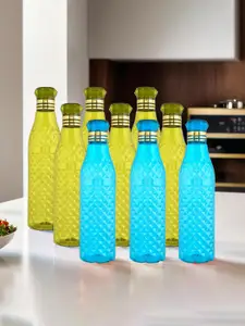 Kuber Industries Crystal Bingo Blue & Yellow 9 Pieces Water Bottles 1 L