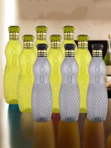 Kuber Industries Black & Green 9 Pieces Water Bottle 1Ltr