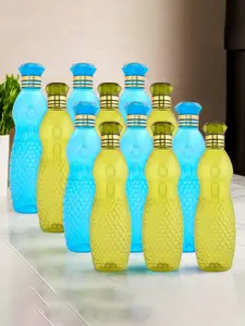 Kuber Industries Green & Blue 12 Pieces Printed Water Bottle 1Ltr