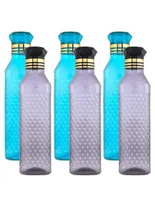 Kuber Industries Blue & Black 6 Pieces Printed Water Bottle 1Ltr
