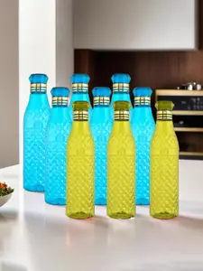 Kuber Industries Green & Blue 9 Pcs Textured Water Bottle 1 L Each