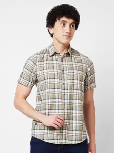SPYKAR Tartan Checked Cotton Casual Shirt