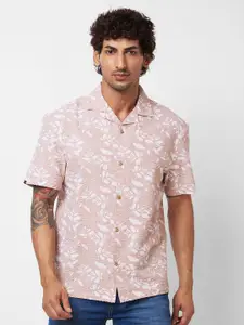 SPYKAR Spread Collar Floral Printed Opaque Printed Cotton Casual Shirt