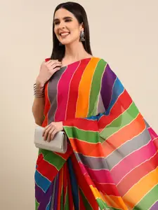 HERE&NOW Striped Poly Georgette Saree