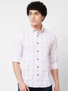 SPYKAR Men Windowpane Checked Opaque Cotton Casual Shirt