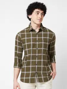 SPYKAR Windowpane Checked Cotton Opaque Casual Shirt