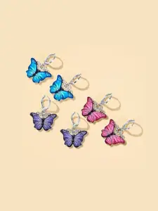 EL REGALO Set of 3 Butterfly Shaped Hoop Earrings