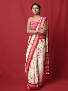 Unnati Silks Silk Cotton Handloom Block Print Saree