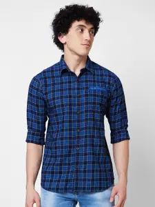 SPYKAR Men Tartan Checked Opaque Cotton Casual Shirt