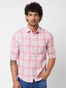 SPYKAR Spread Collar Long Sleeves Cotton Checked Casual Shirt