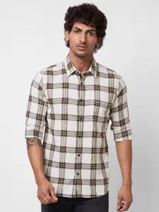 SPYKAR Long Sleeves Regular Fit Cotton Tartan Checks Opaque Checked Casual Shirt