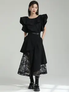 JC Collection Women Self Design A-Line Midi Skirt