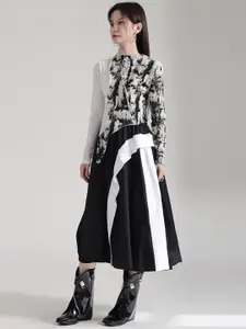 JC Collection Colourblocked Flared Midi Skirt