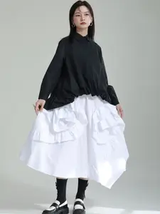 JC Collection Ruffled Asymmetric Flared Midi Skirt