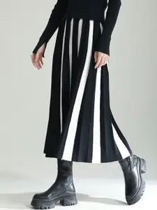 JC Collection Women Striped Flared Midi Skirts