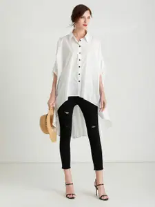 JC Collection Extended Sleeves High Low Hem Casual Shirt