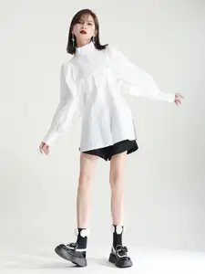JC Collection Puff Sleeves Longline Casual Shirt
