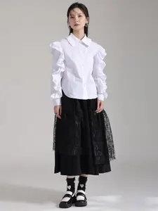 JC Collection Puff Sleeves Longline Casual Shirt