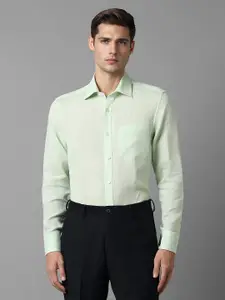 Louis Philippe Classic Fit Self Design Pure Linen Formal Shirt