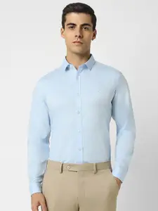 V Dot Slim Fit Self Design Pure Cotton Formal Shirt