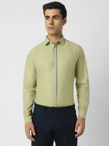 V Dot Slim Fit Spread Collar Pure Cotton Formal Shirt