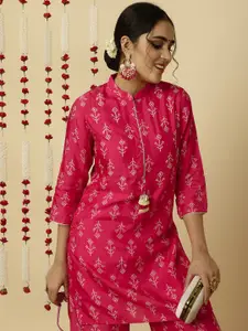 Jaipur Kurti Bandhani Printed Kantha Work Pure Silk Top With Palazzo