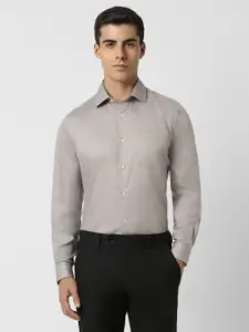 Van Heusen Textured Spread Collar Long Sleeves Cotton Formal Shirt