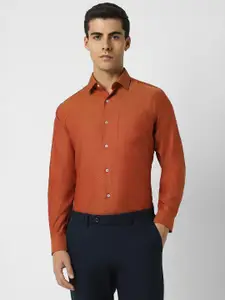 Van Heusen Textured Self Design Long Sleeves Cotton Casual Shirt